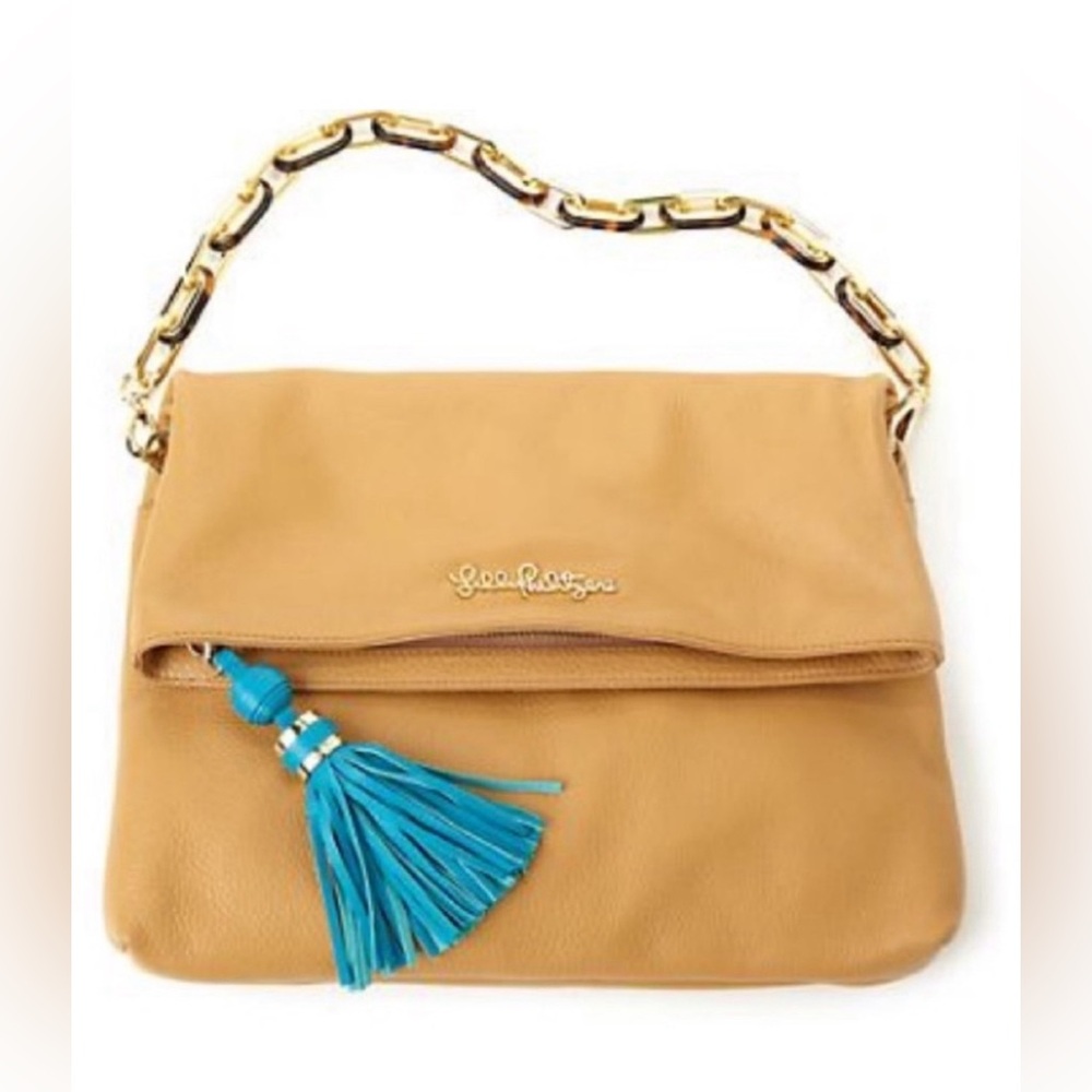 🩷 EUC Lilly Pulitzer Worth It Leather Purse/Clutch in Toasted Almond 🩷